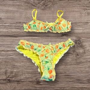 Aurelle Bikini 2 Piece Ruffle Swim Suit Size Small
